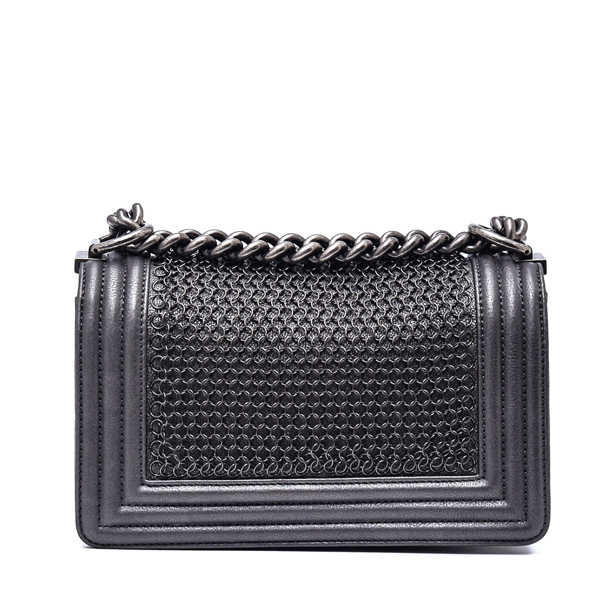 Chanel - Anthracite Leather&Metal Chainmail Paris-Edinburgh Small Le Boy Bag